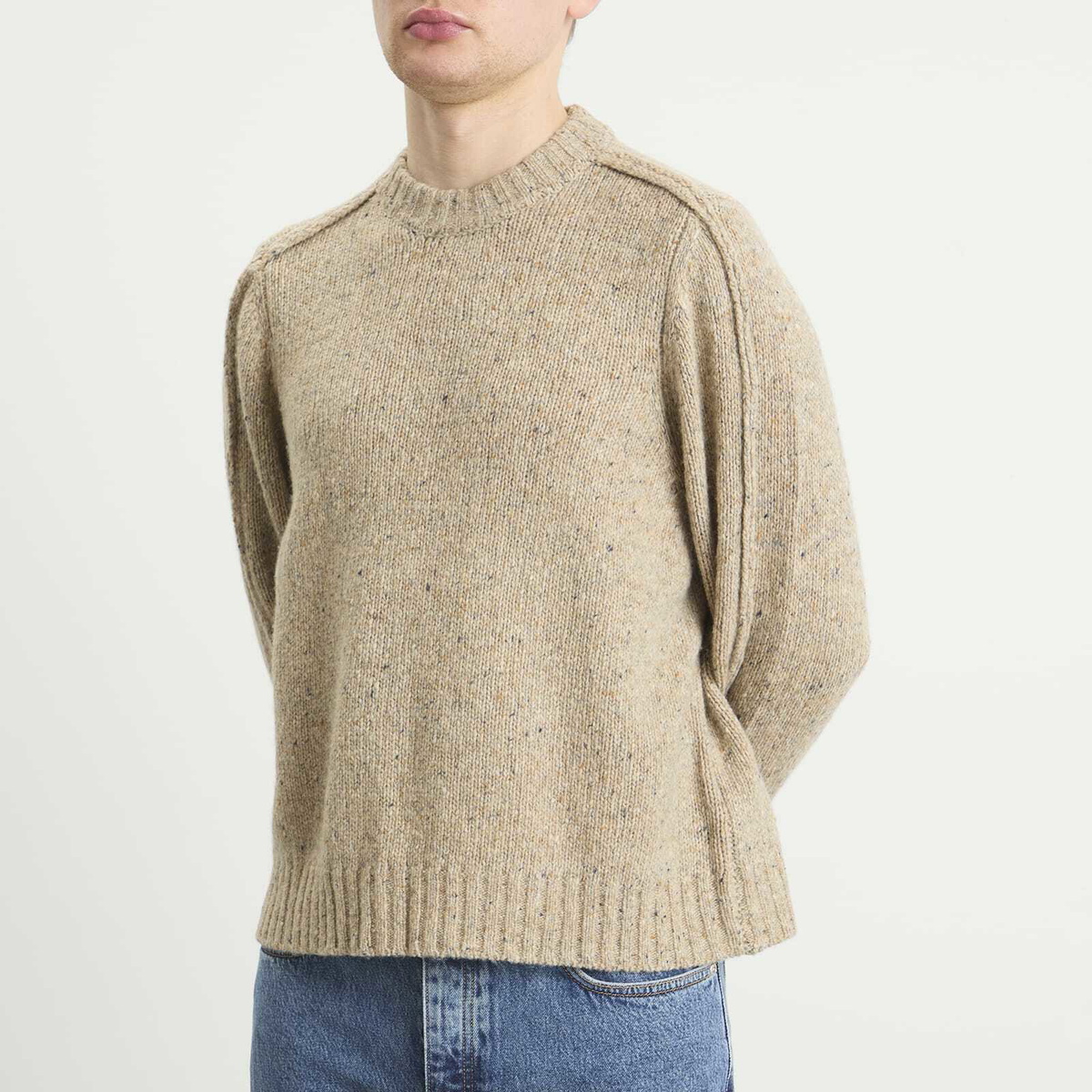 Won Hundred Men's Bently Reverse Seam Jumper in Plaza Taupe