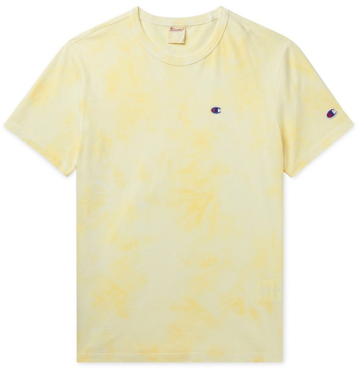 Photo: Champion - Logo-Embroidered Tie-Dyed Cotton-Jersey T-Shirt - Yellow