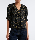 Dôen Henri floral ruffled cotton-blend blouse