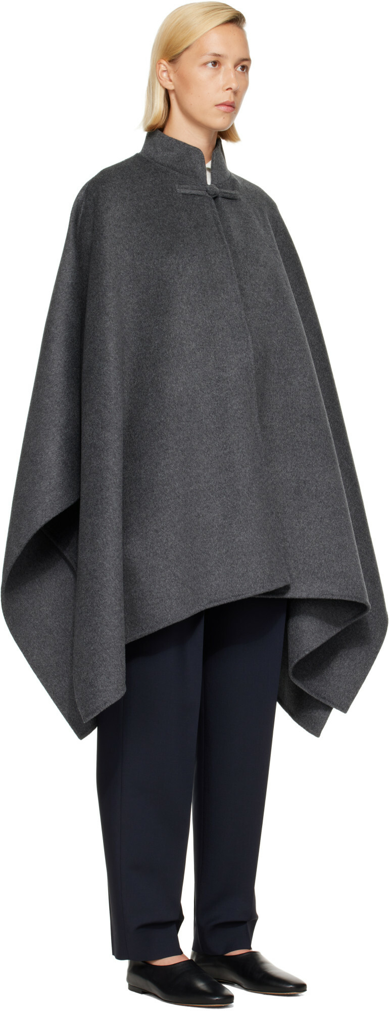 Róhe Gray Double-Faced Wool Pankou Closure Coat