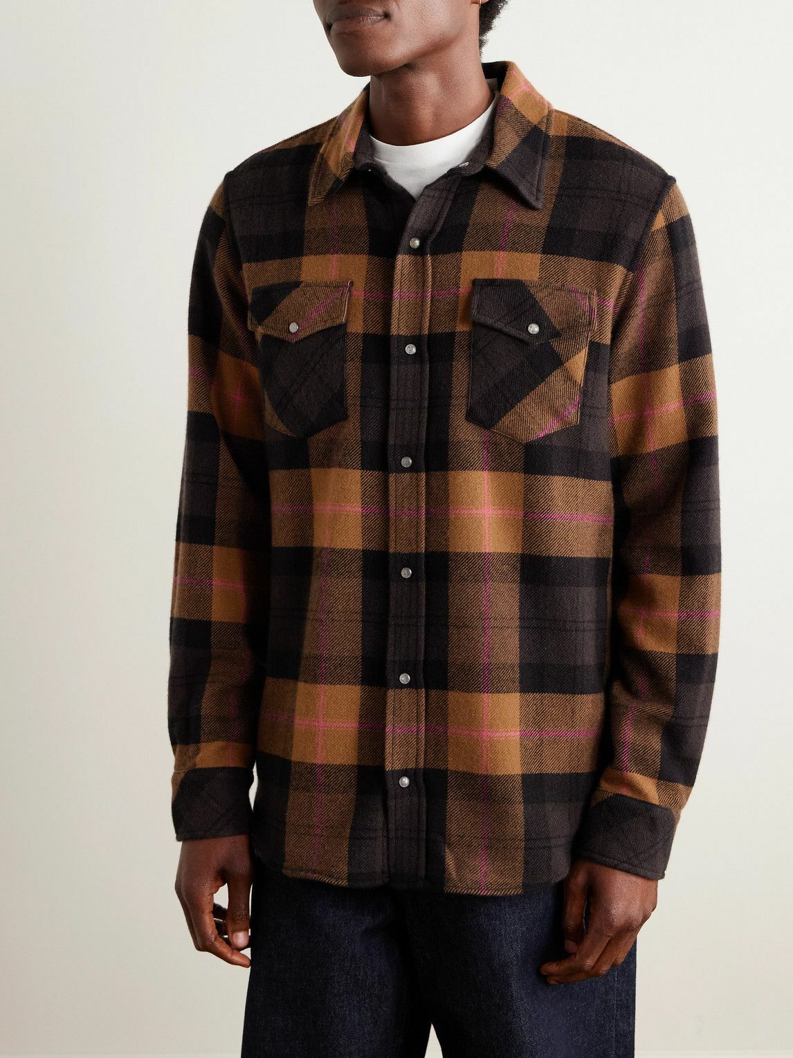 God's True Cashmere - Checked Cashmere Shirt - Orange
