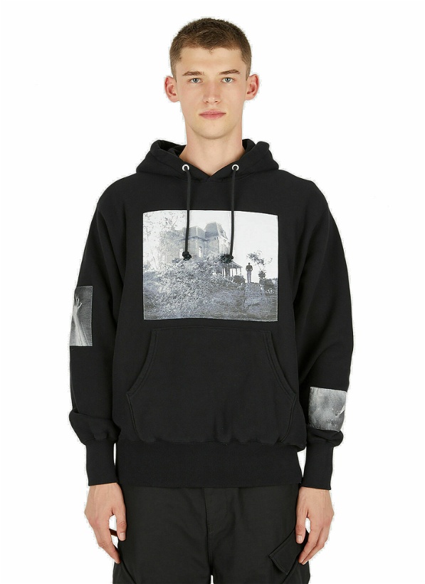 Photo: Graphic Print Hooded Sweatshirt in Black