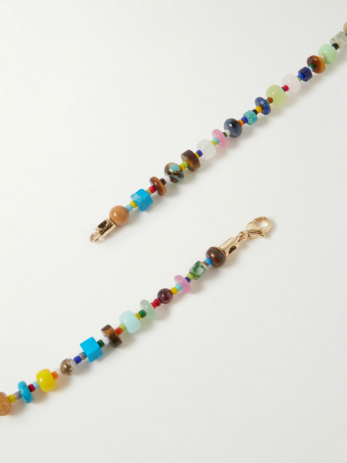 Luis Morais - 14-Karat Gold, Agate and Diamond Beaded Necklace