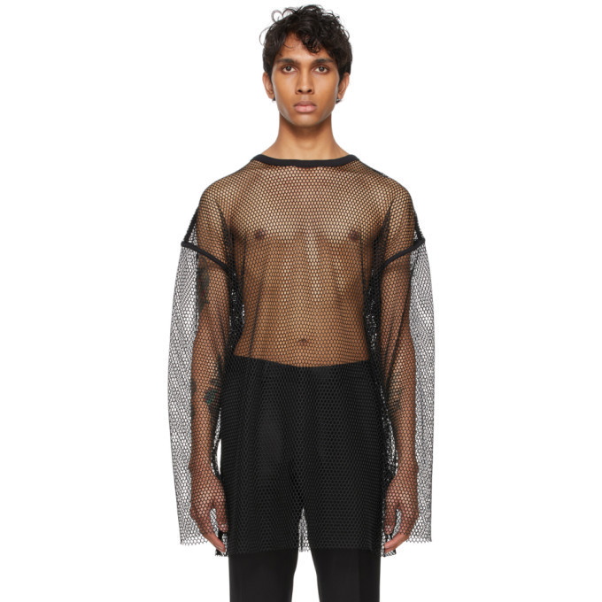 Photo: Dries Van Noten Black Mesh Long Sleeve T-Shirt