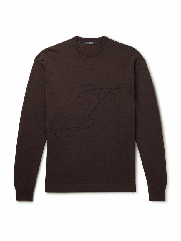 Photo: Jacquemus - Jacquard-Knit Cotton, Linen and Silk-Blend Sweater - Brown