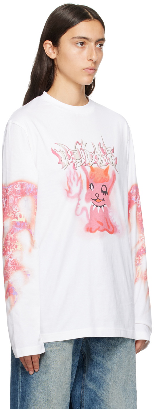 We11done White Printed Long Sleeve T-Shirt