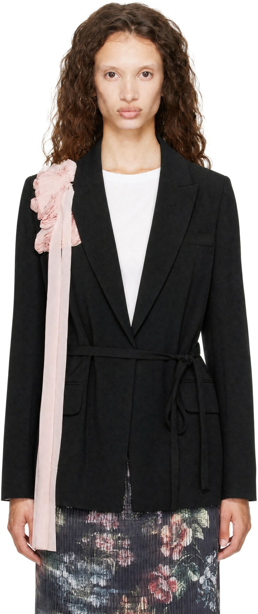 Erdem Black Double Breasted Belted Blazer