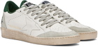 Golden Goose Off-White & Green Ball Star Sneakers