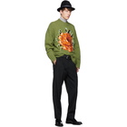 AMI Alexandre Mattiussi Green Flower Pullover Sweater