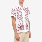 Bode Men's Pilea Embroidered Vacation Shirt in Red/White