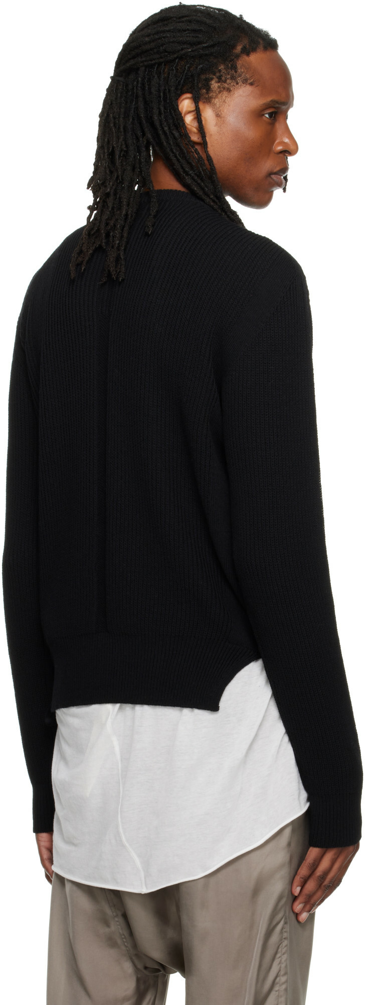 Rick Owens Black Tower Fisherman Round Neck Sweater
