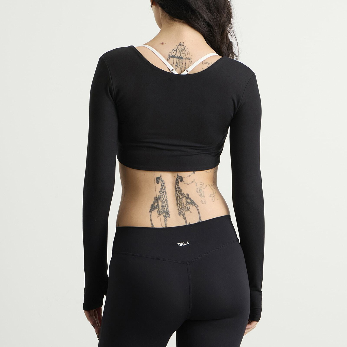 TALA Women's Tie Reversible Long Sleeve Top in Shadow Black