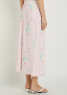 Loveshackfancy Kalo Floral-print Satin Midi Slip Skirt Pink