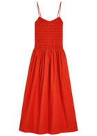 Faithfull The Brand Araceli Smocked Cotton Maxi Dress Red