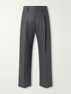 NN07 - Kay 10073 Straight-Leg Pleated Herringbone Wool-Blend Trousers - Gray