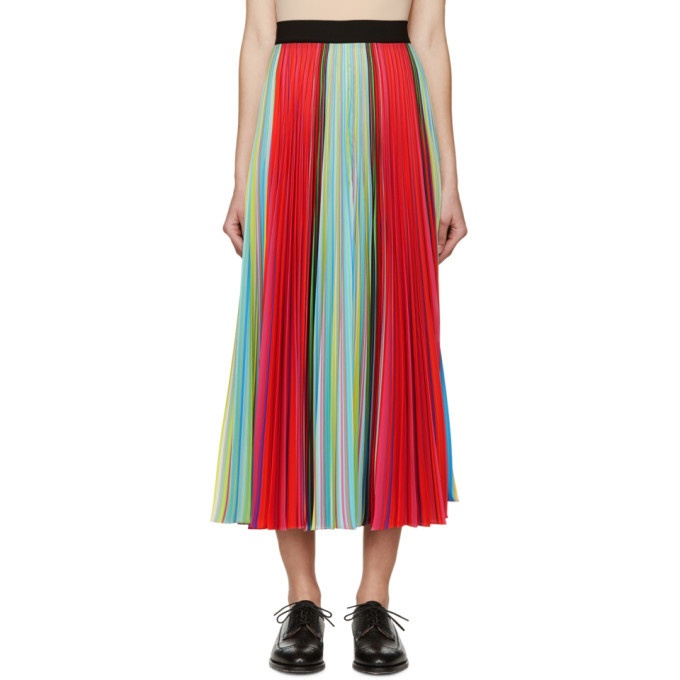 Photo: Mary Katrantzou Multicolored Striped Pleated Skirt