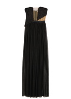 Nensi Dojaka Corset-style Strapless Mesh Gown Black