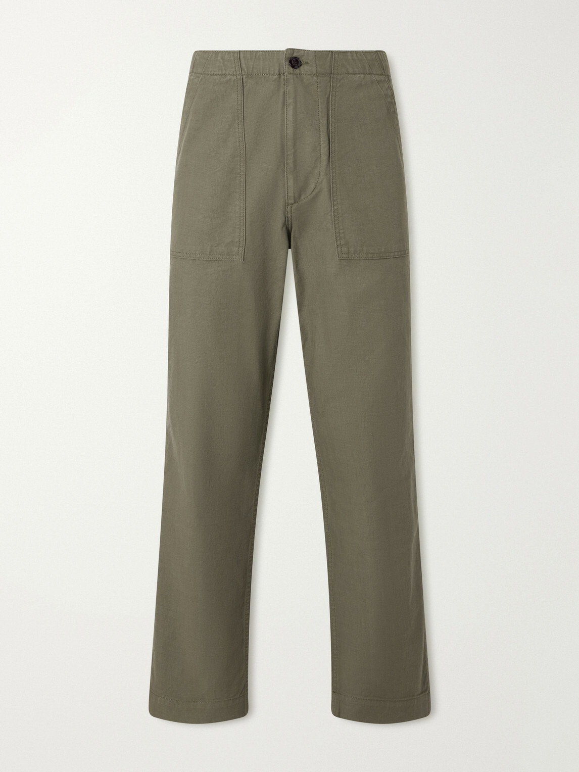 Drake's - Straight-Leg Drawstring Cotton-Twill Trousers - Green
