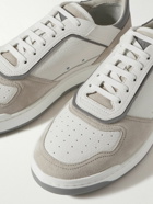 Brunello Cucinelli - Suede-Trimmed Full-Grain Leather Sneakers - White