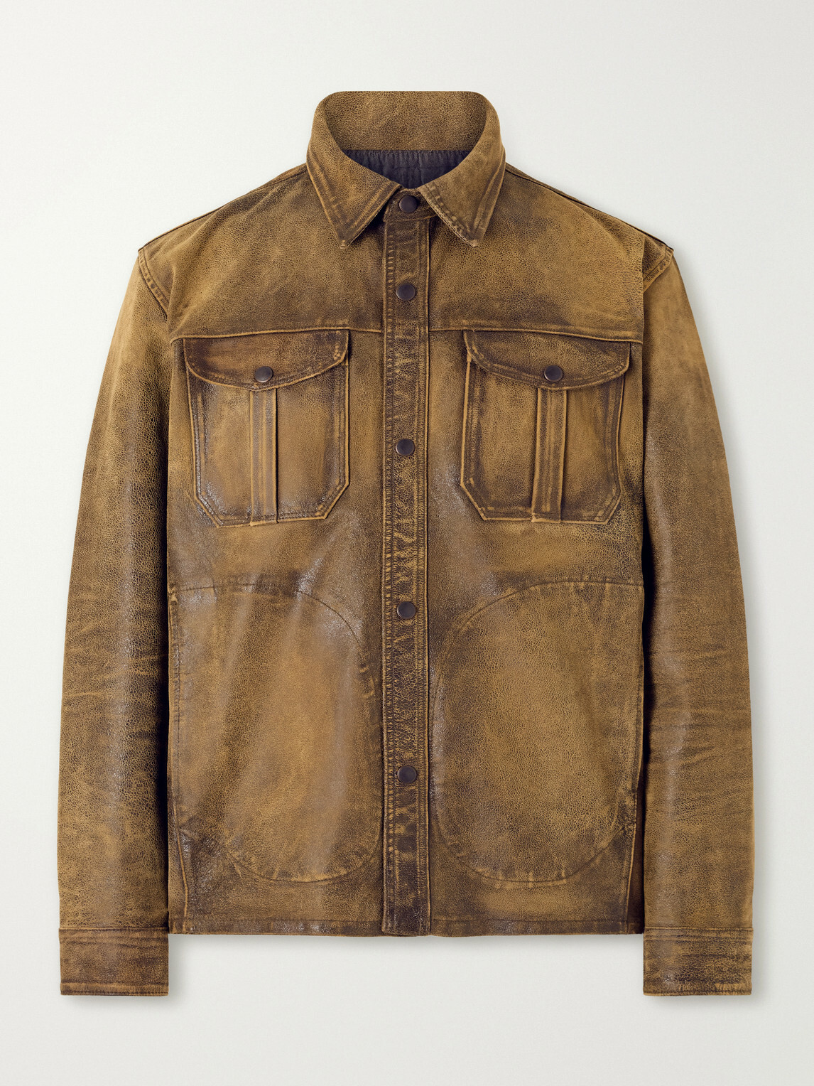 RRL - Distressed Leather Jacket - Brown