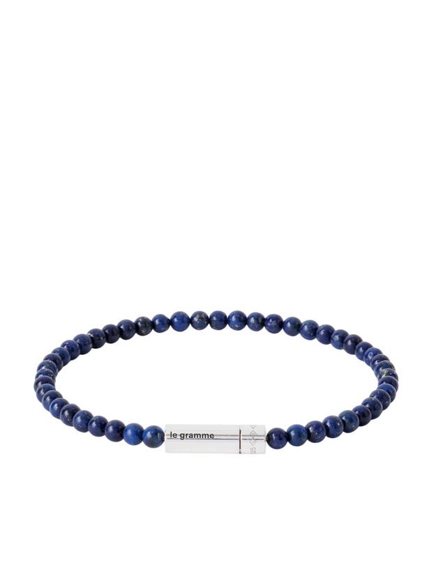 Photo: Le Gramme - 11g Sterling Silver Lapis Lazuli Beaded Bracelet - Blue