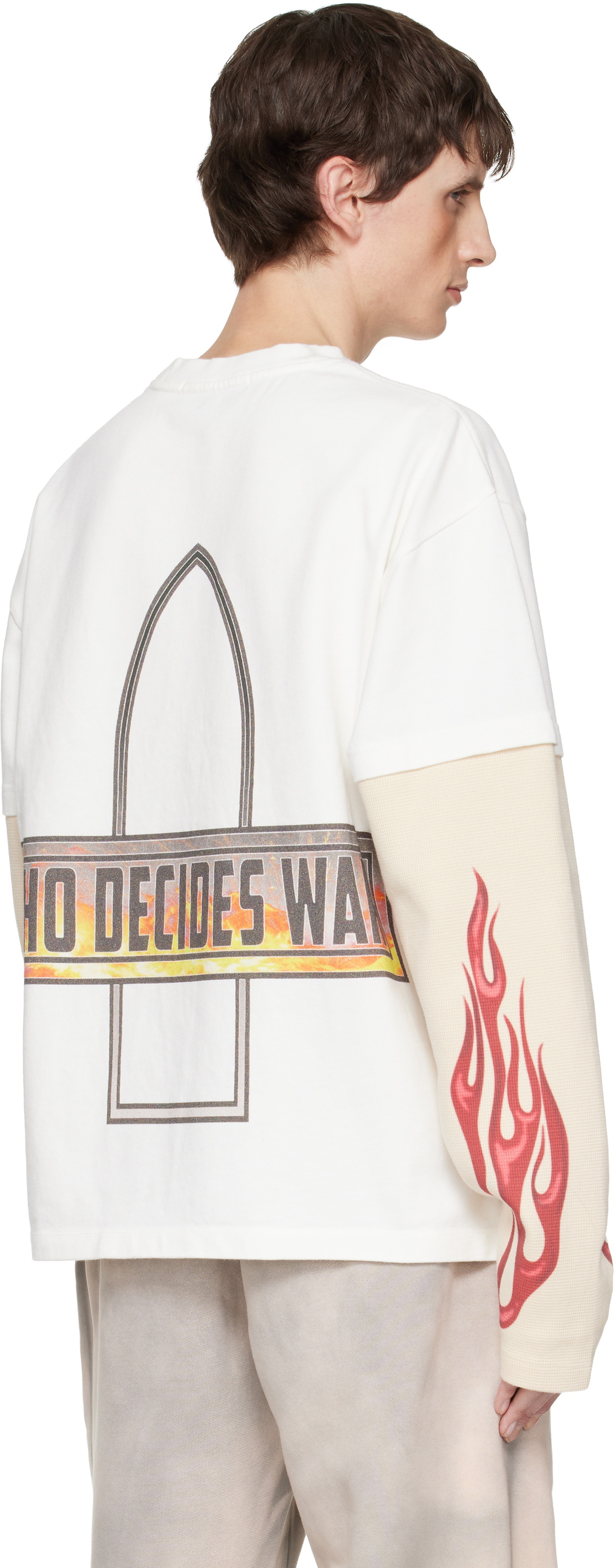 Who Decides War Off-White Flame Glass Double T-shirt