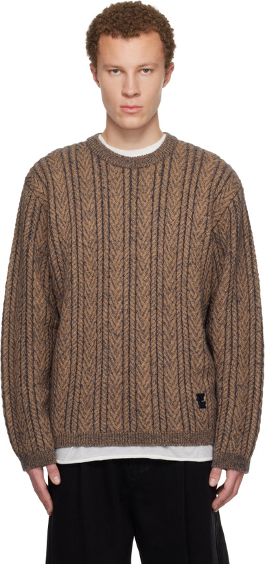 Photo: WOOYOUNGMI Brown Wool Blend Herringbone Sweater