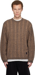 WOOYOUNGMI Brown Wool Blend Herringbone Sweater