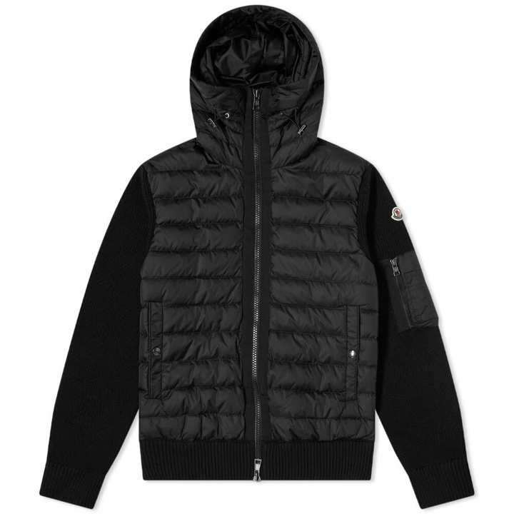 Photo: Moncler Men's Hooded Down Knit Jacket in Black