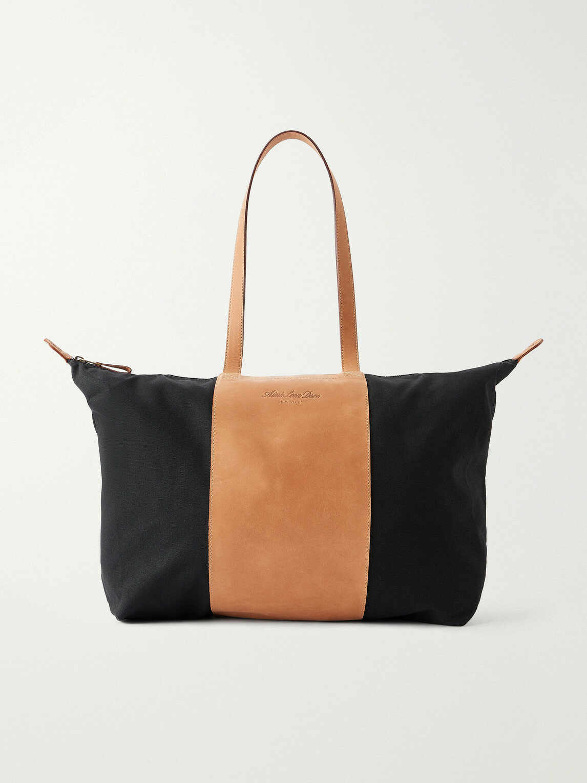 Aimé Leon Dore - Logo-Embossed Leather-Trimmed Canvas Tote - Black