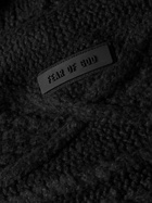 FEAR OF GOD ESSENTIALS - Logo-Apliquéd Cable-Knit Cotton-Blend Hoodie - Black