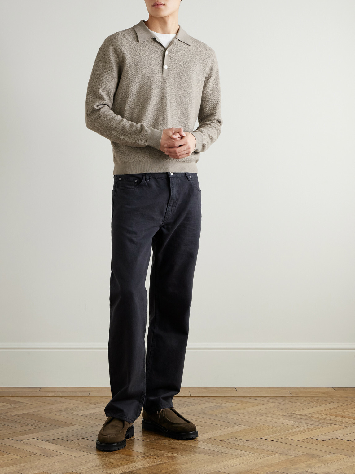 FRAME - Wool Polo Sweater - Gray