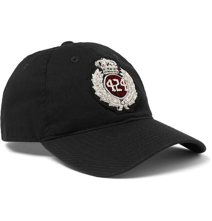 Photo: 424 - Logo-Appliquéd Cotton-Twill Baseball Cap - Black