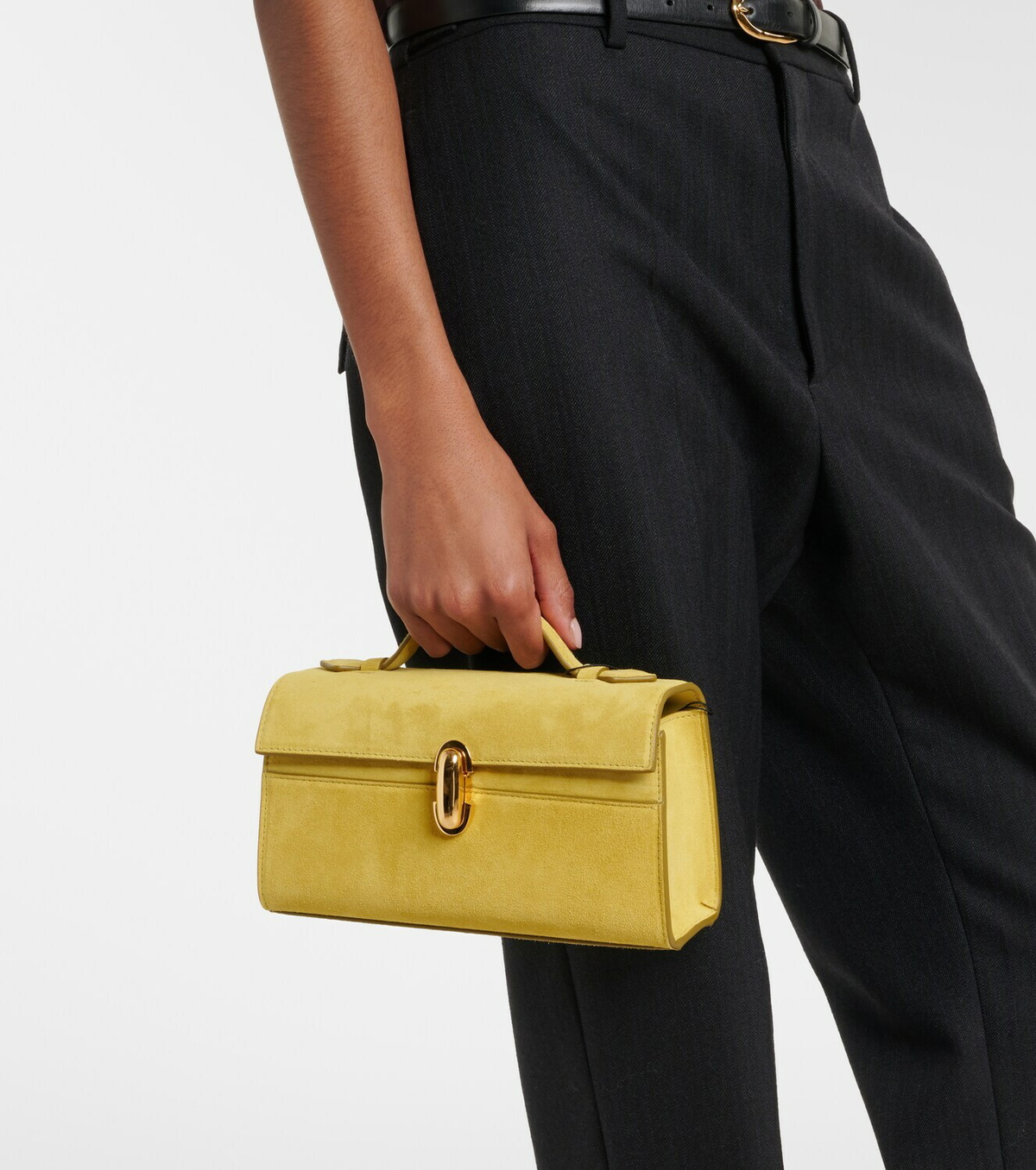 Savette Symmetry suede top-handle bag