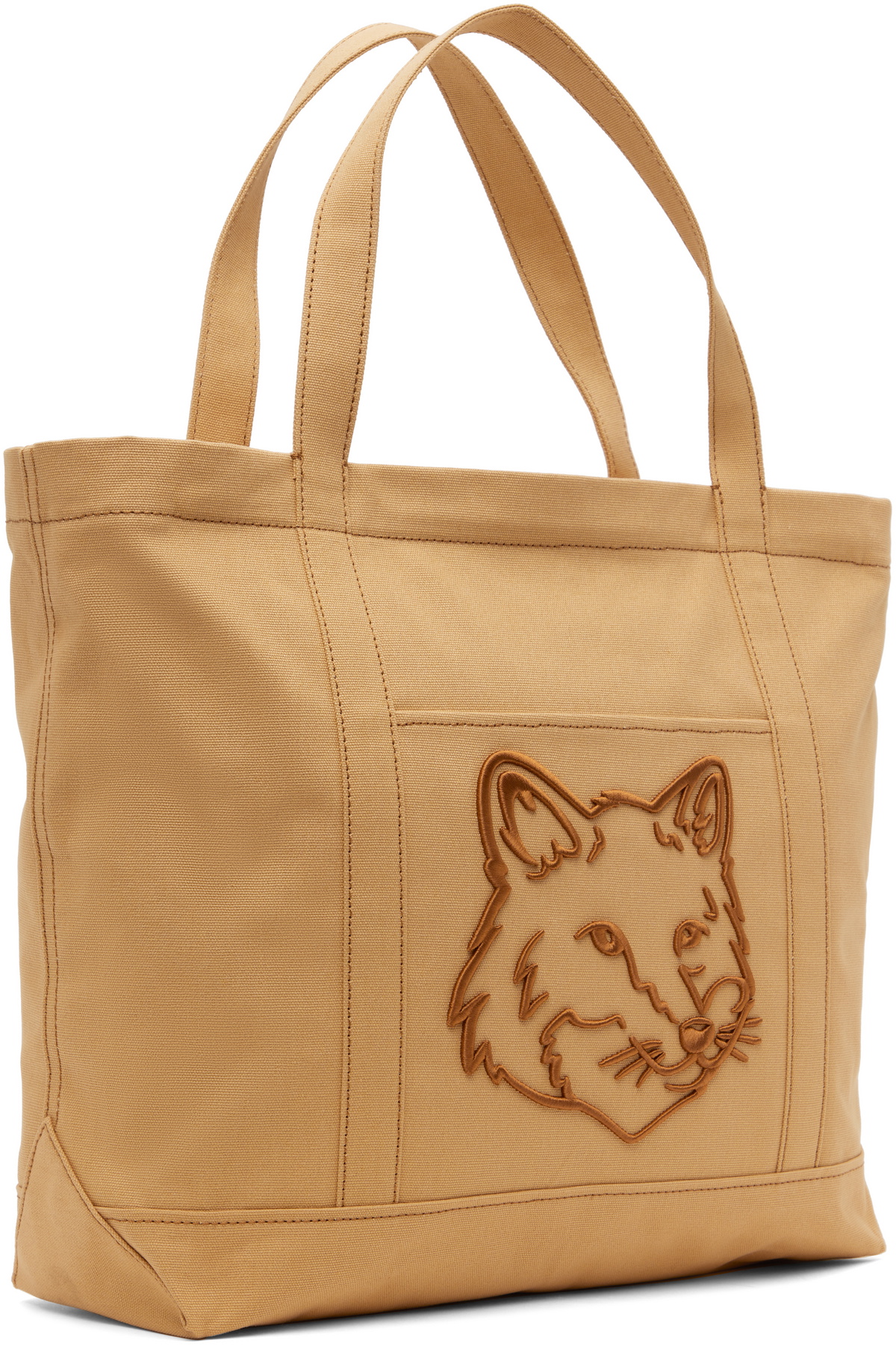 Maison Kitsuné Tan Fox Head Large Tote