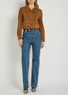Nili Lotan Cassidy Double-breasted Cropped Suede Jacket Camel