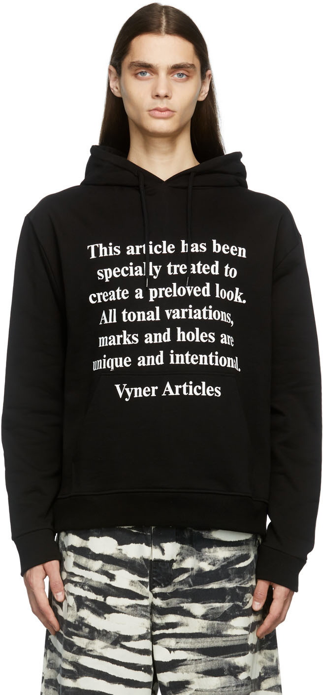 Vyner Articles Black Disclaimer Print Hoodie Vyner Articles