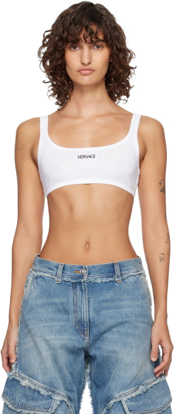 Photo: Versace White Ribbed Cotton Bra
