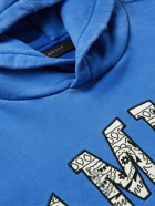 AMIRI - Logo-Appliquéd Distressed Supima Cotton-Jersey Hoodie - Blue