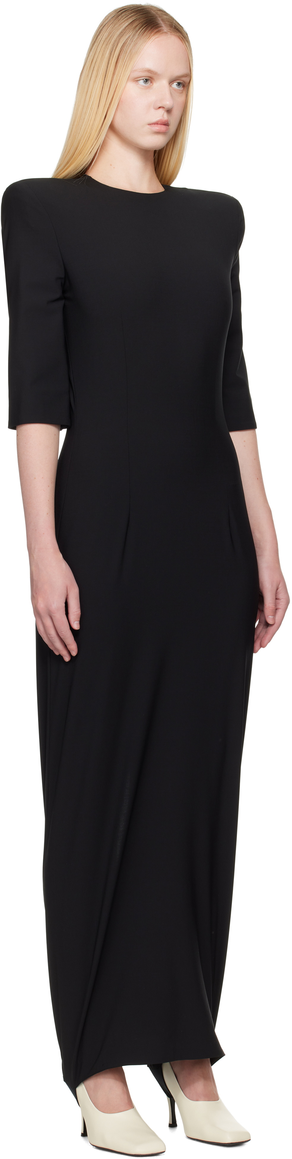 ALAINPAUL Black Tailored Fuseau Maxi Dress