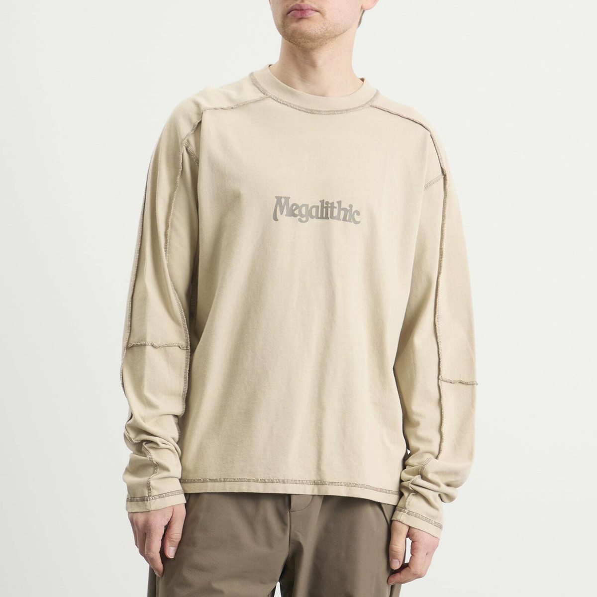 KA_YO_Prototype Men's Heavyweight Longsleeve Graphic T-Shirt in Plaza Taupe