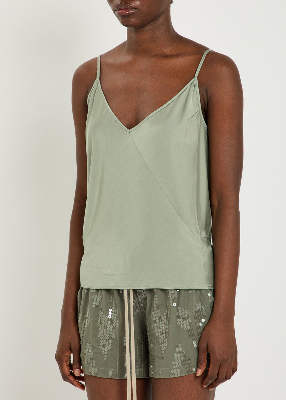 Rick Owens Lilies V-neck Jersey Slip top Light Green