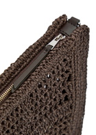Tory Burch Ella Raffia Clutch - Dark Brown - One Size