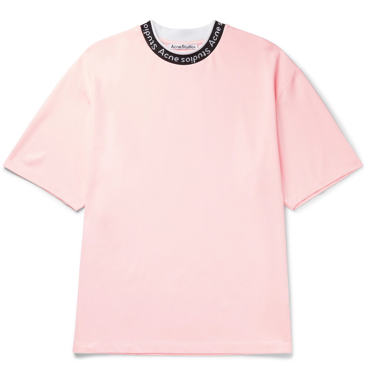 ACNE STUDIOS - Logo-Jacquard Stretch-Jersey T-Shirt - Pink Acne