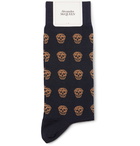 Alexander McQueen - Intarsia Stretch Silk-Blend Socks - Navy