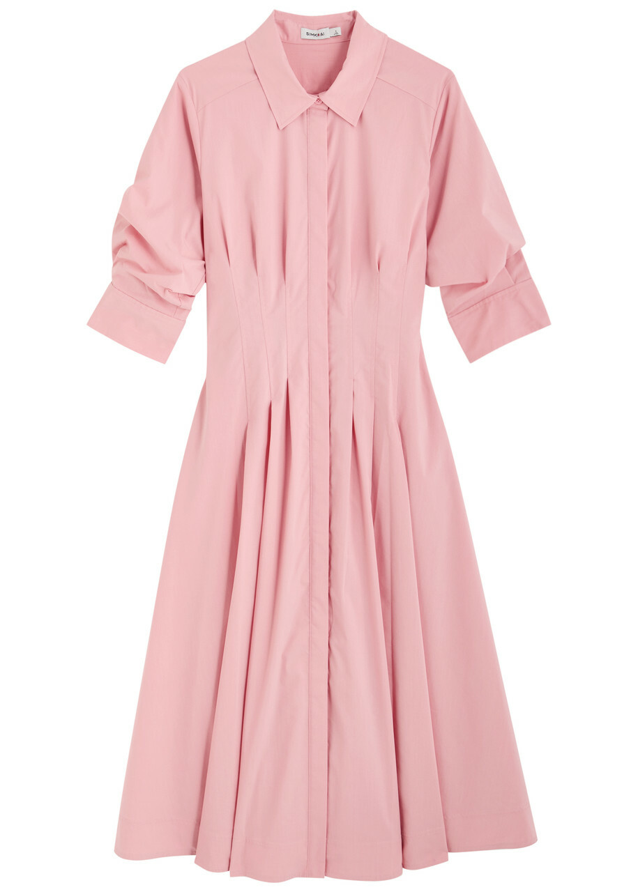 Jonathan Simkhai Jazz Cotton-blend Poplin Midi Shirt Dress Light Pink  Simkhai