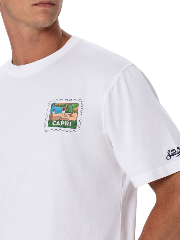 Photo: MC2 Saint Barth Man Cotton T-shirt With Capri Postcard Front And Back Print | Alessandro Enriquez Special Edition