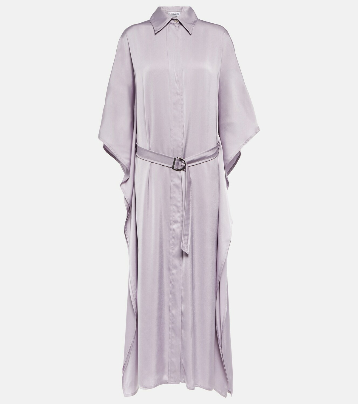 Brunello Cucinelli - Satin belted shirt dress