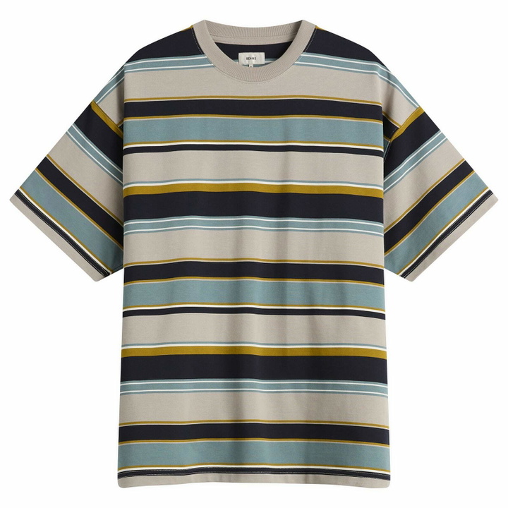 Photo: BEAMS Men's Multi Stripe T-Shirt in Light Grey