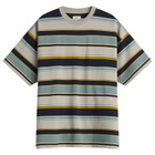 BEAMS Men's Multi Stripe T-Shirt in Light Grey